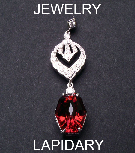 Rubellite (tourmaline) and Diamond, 14k white gold pendant